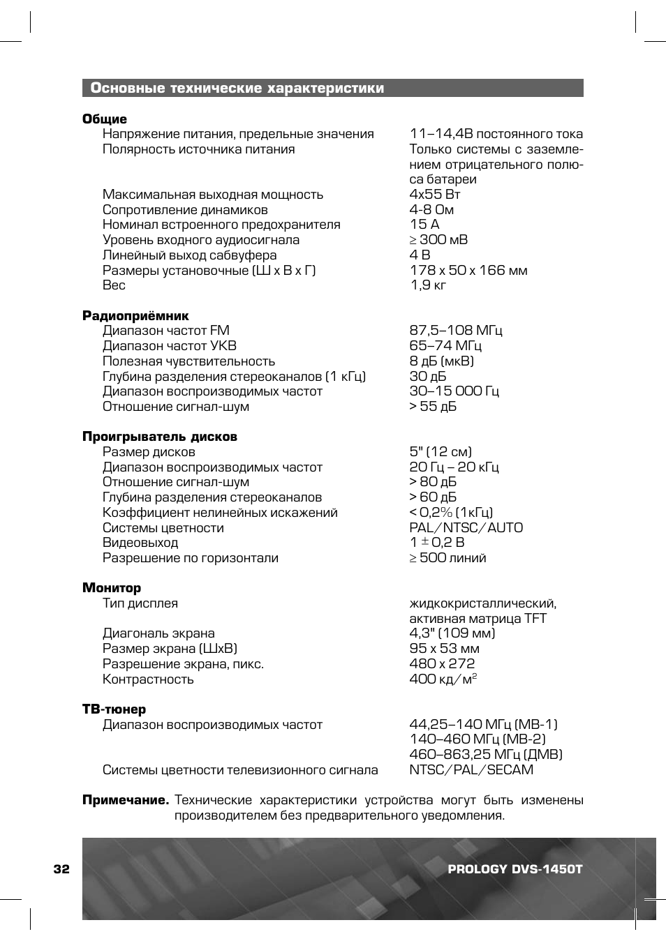 Инструкция По Эксплуатации Prology DVS-1450T | Страница 33 / 49.