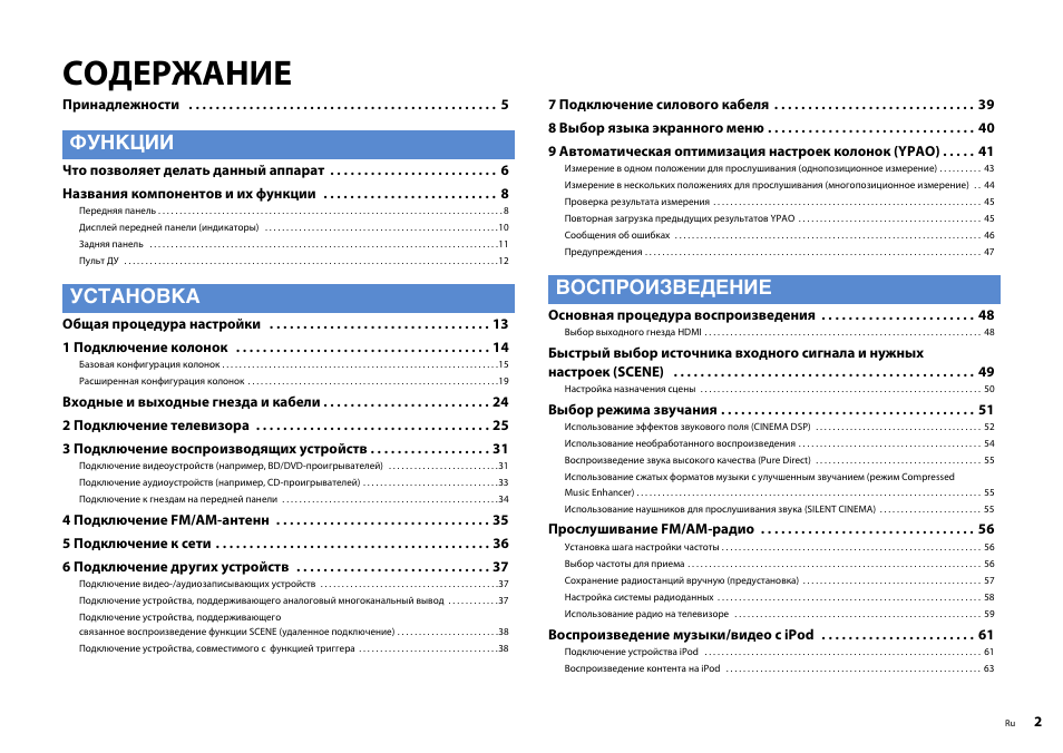 Инструкция на русском yamaha rx. Руководство пользователя Yamaha RX-a2a на русском языке.