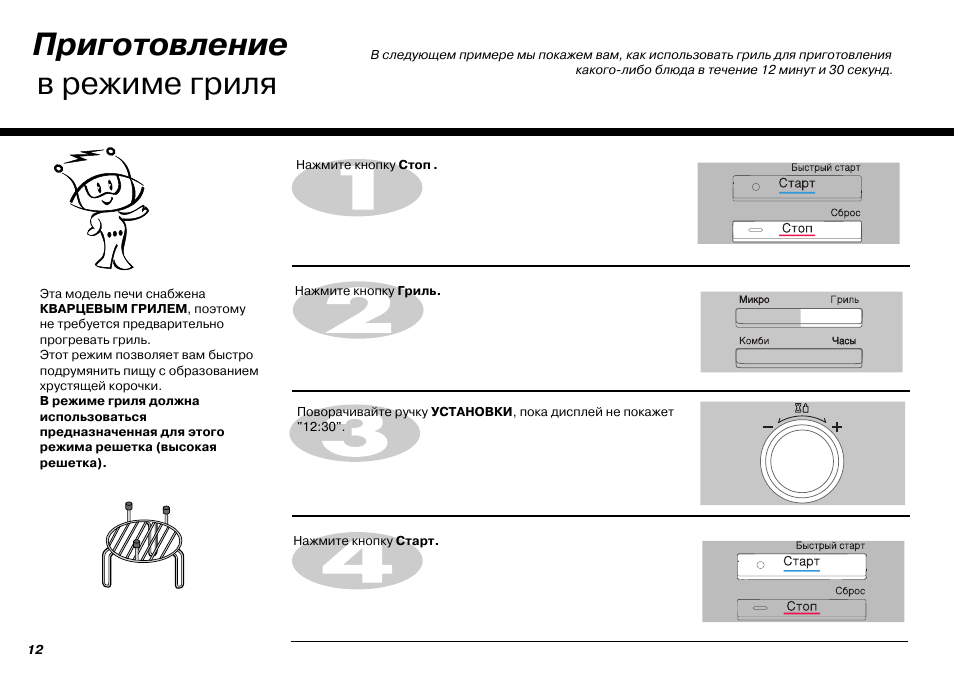 Режим гриль. Режимы на электрогриле. MH-6688w. Инструкция по эксплуатации гриля. Инструкция СВЧ+гриль.