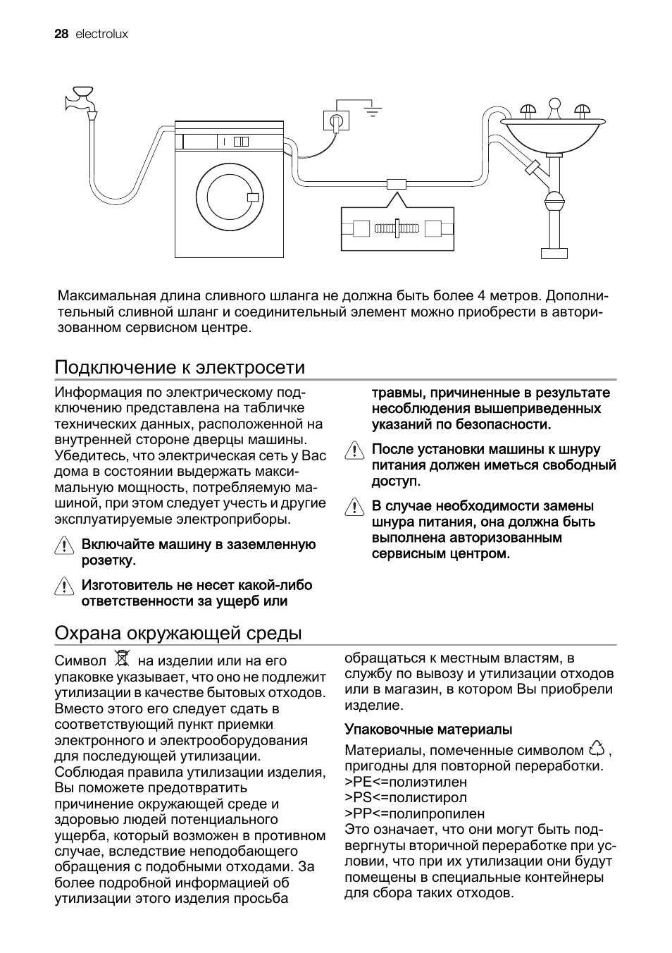 Стиральная машина Электролюкс инструкция