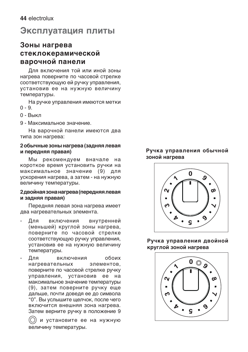 Electrolux плита электрическая инструкция