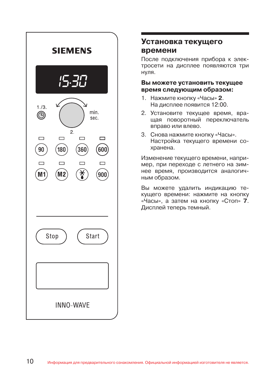 Микроволновка Siemens режимы