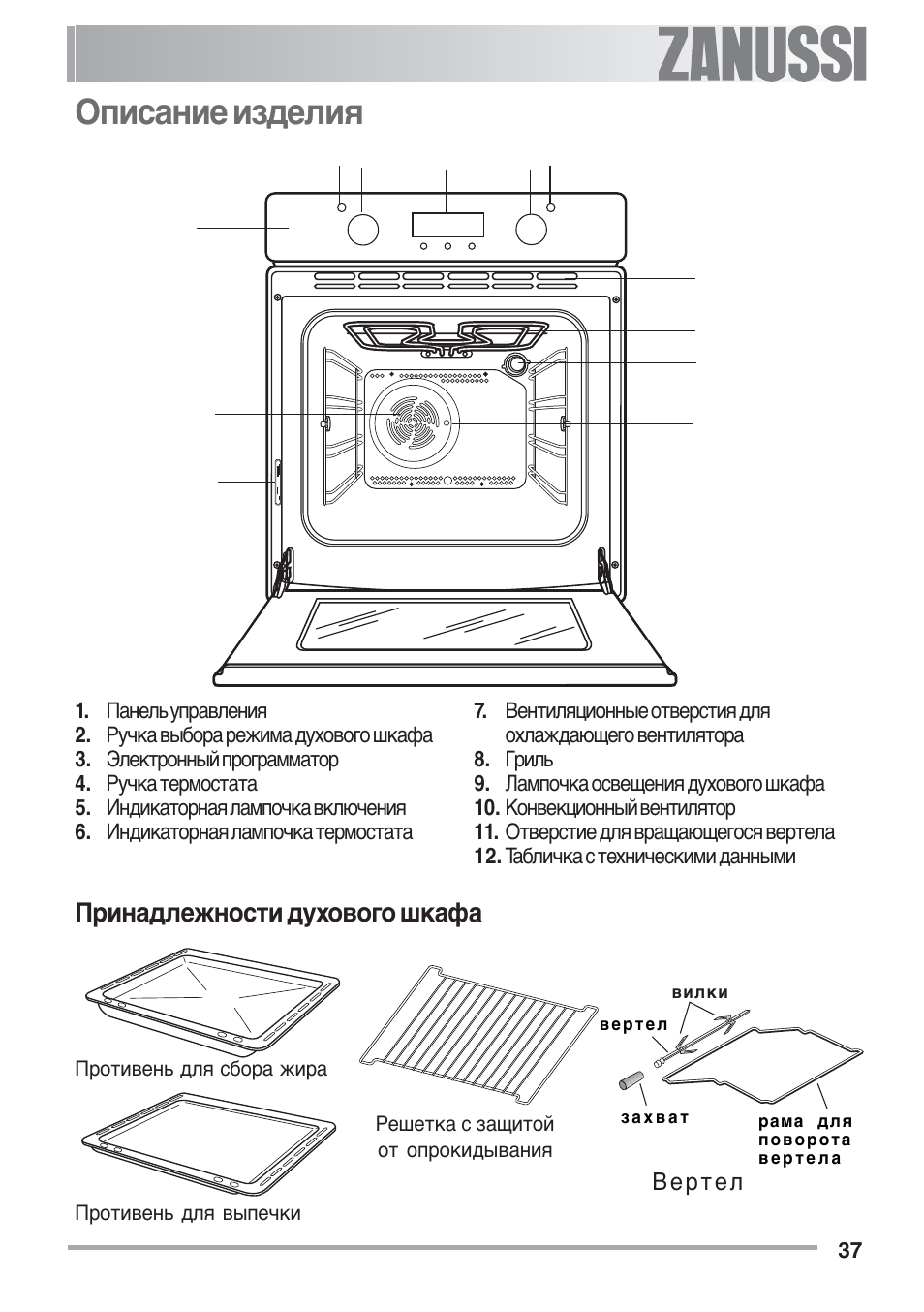 Занусси built in духовка инструкция