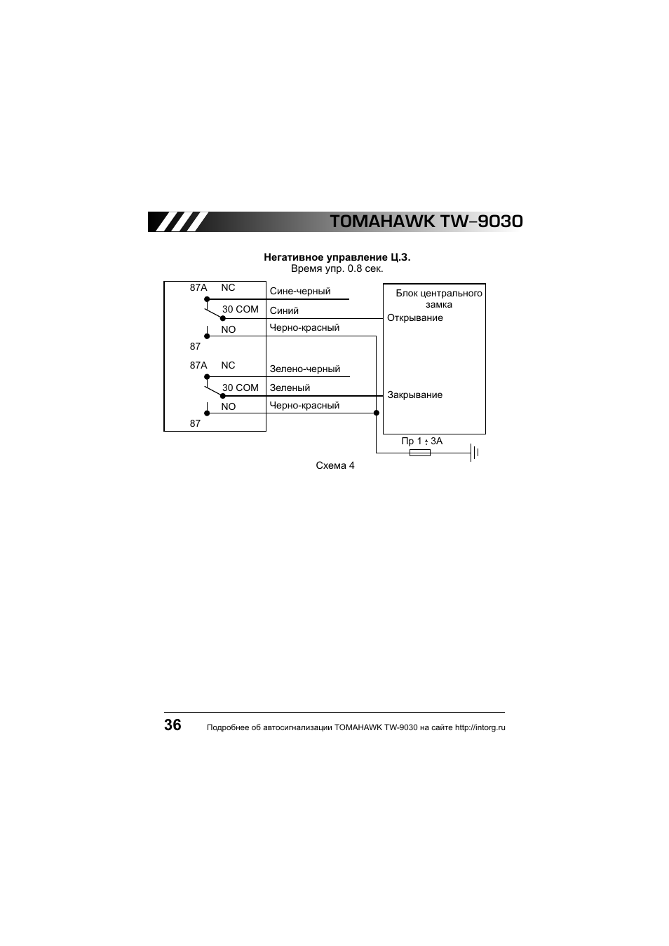 Схема установки сигнализации томагавк 9030