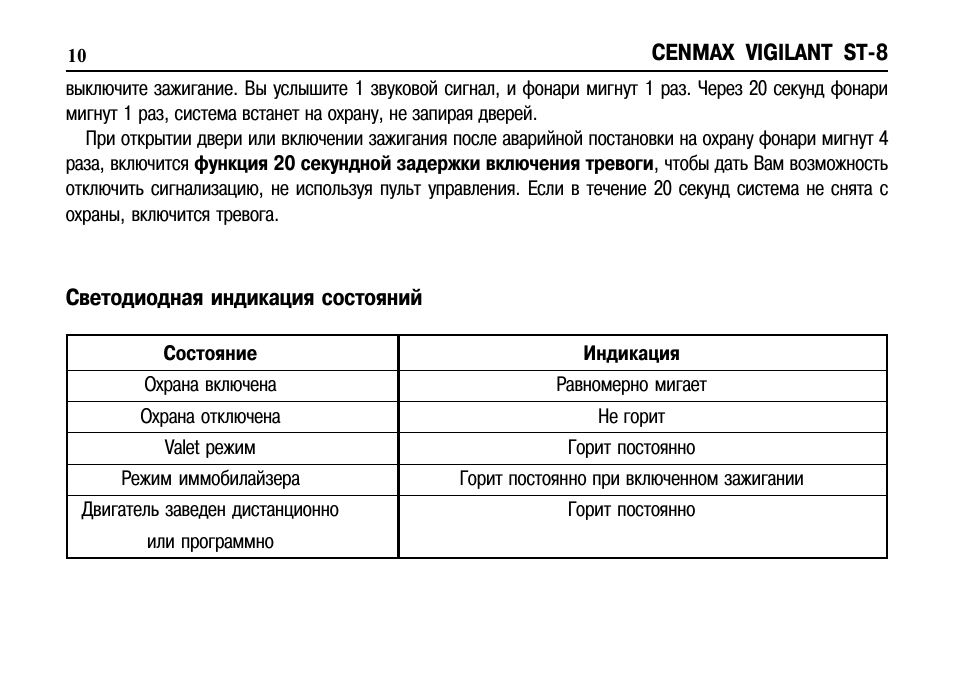 Сигнализация cenmax st 10 инструкция