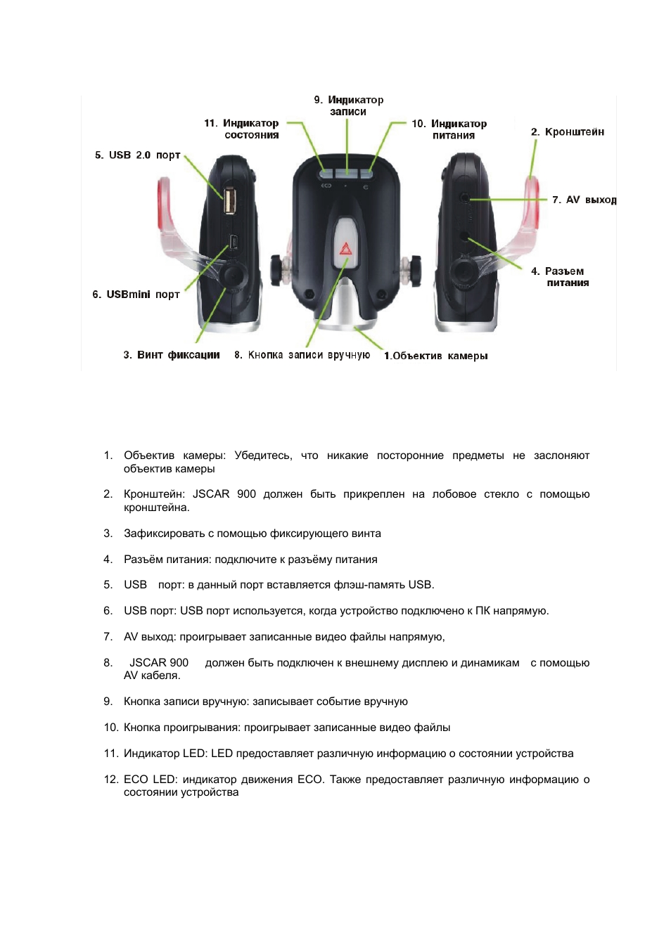 Инструкция видеорегистратор jscar 10