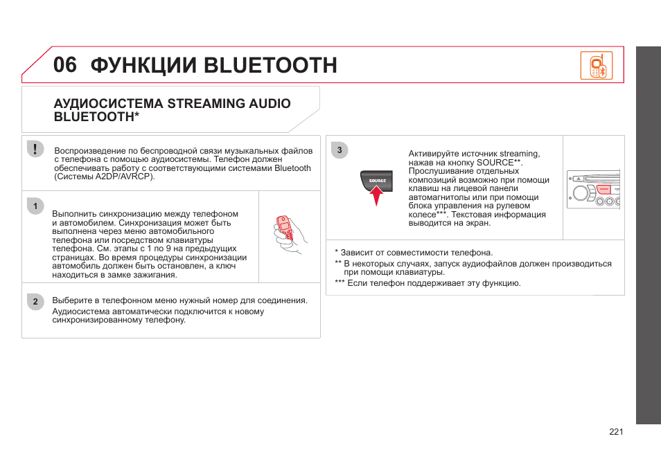 Пежо 407 как включить блютуз