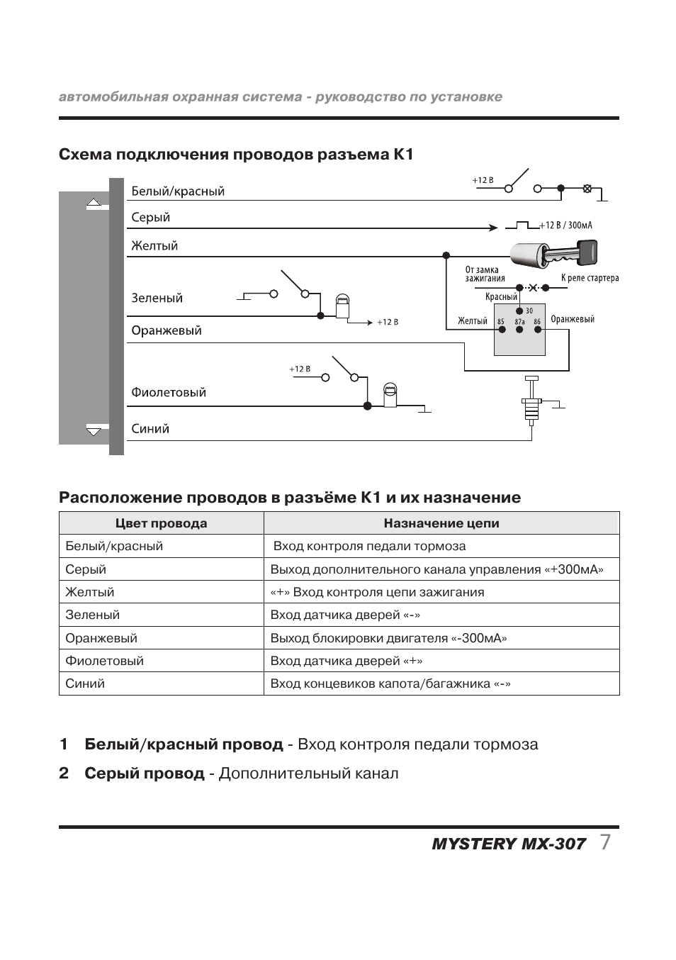 Сигнализация мистери схема подключения