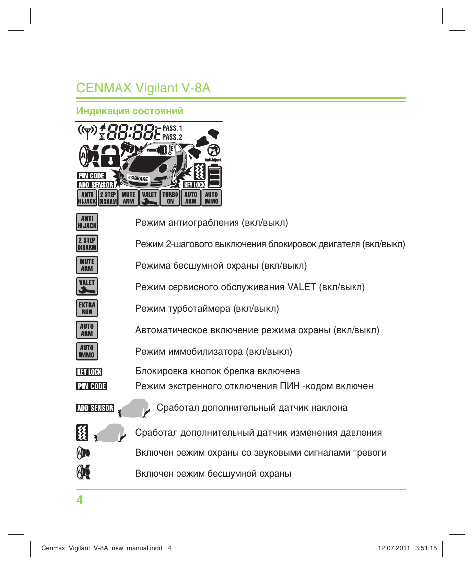 Cenmax инструкция сигнализация cenmax vigilant