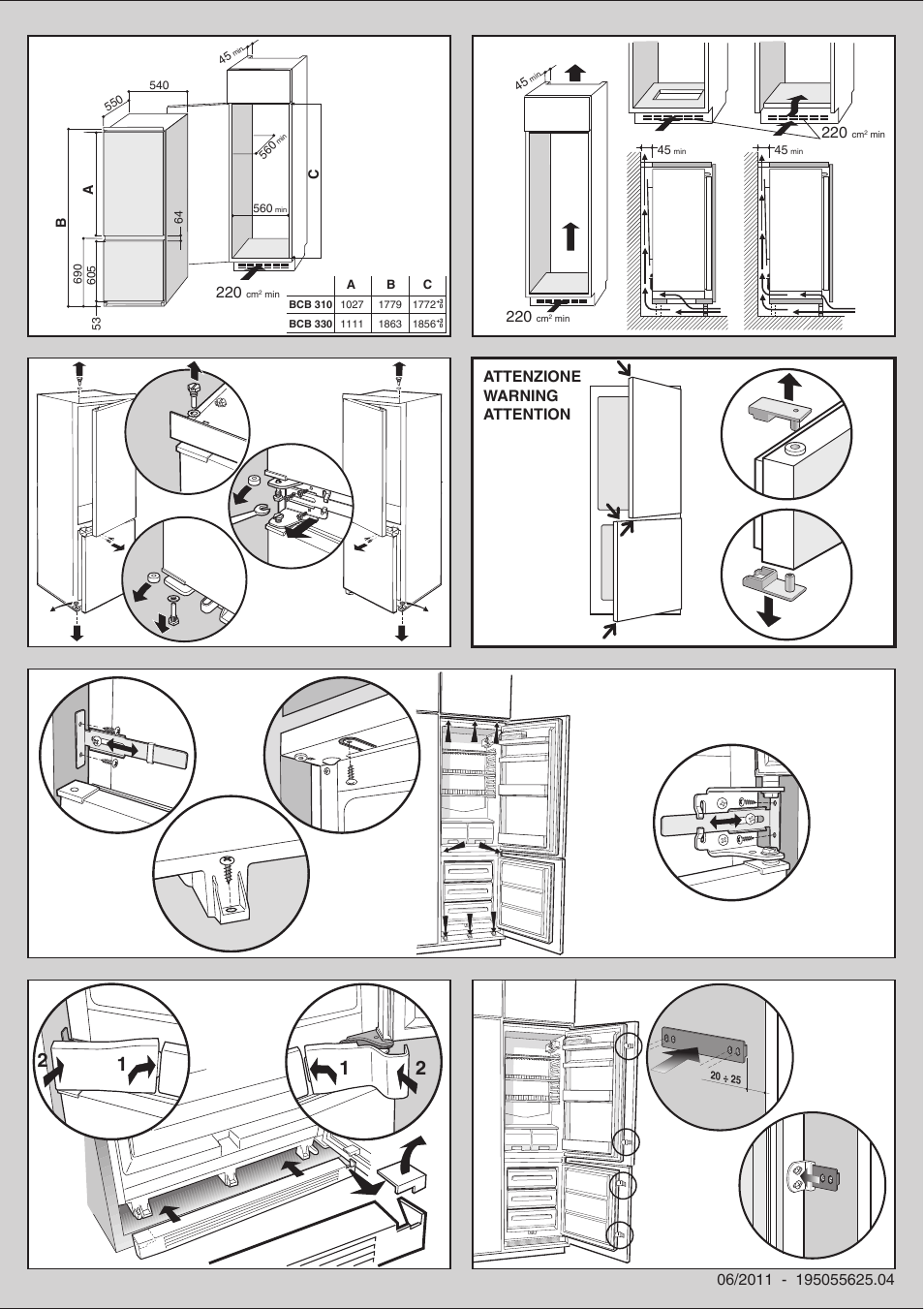 Схема установки скрытого холодильника
