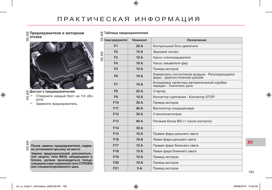 Схема предохранителей ауди а5 2008