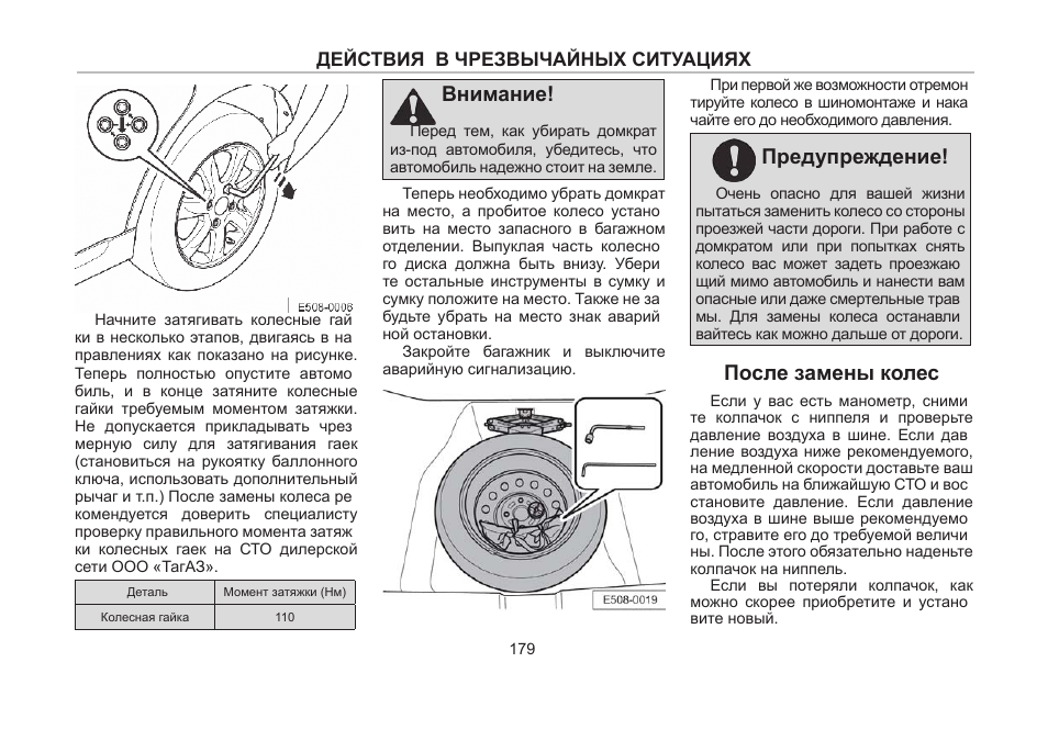 Размер колес замена