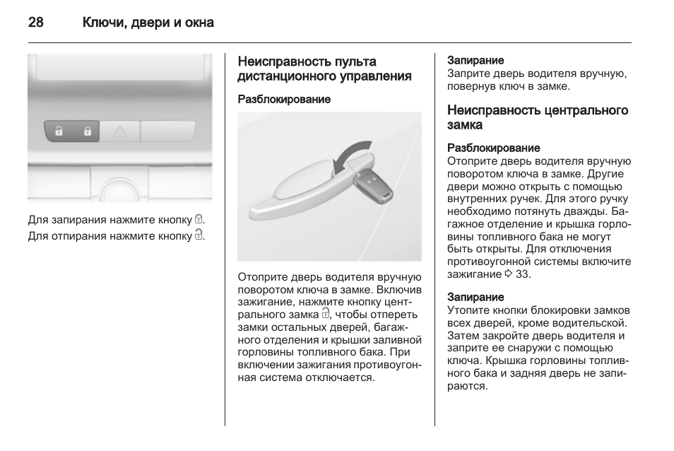 Неисправности центрального замка автомобиля опель
