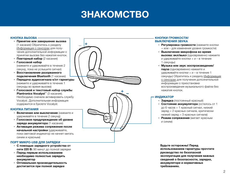 Гарнитура инструкция