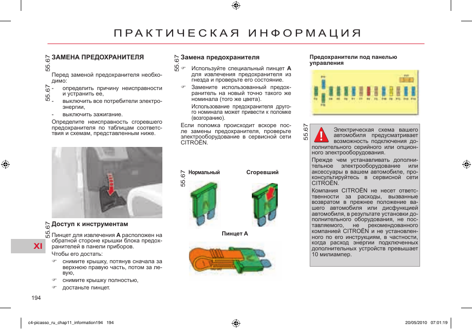 Схема предохранитель ситроен