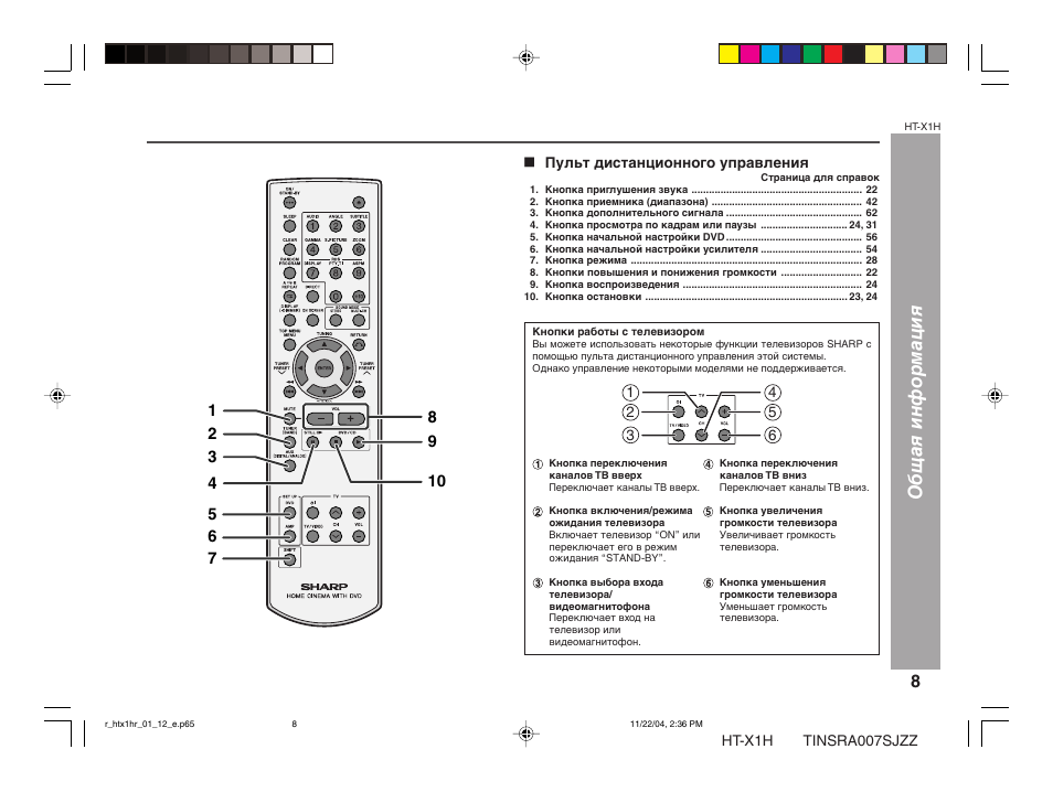 Пульт для телевизора шарп старого образца инструкция - 92 фото