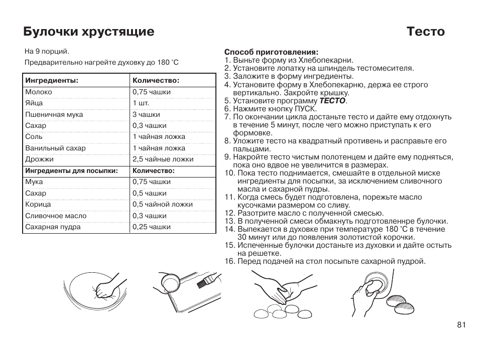 Рецепты теста для хлебопечки rolsen