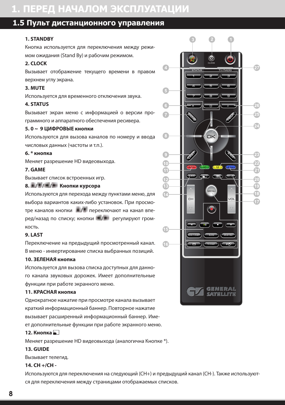 Триколор инструкция. Кнопка Standby на пульте. Кнопка Standby на пульте Триколор. Пульт к ресиверу General Satellite Назначение кнопок. Пульт Триколор инструкция на пульт.