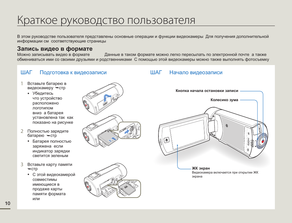 Краткая инструкция. Инструкция пользователя видеокамеры Samsung HMX-f90. Краткое руководство пользователя. Краткая инструкция по эксплуатации. Инструкциявиделокамира.