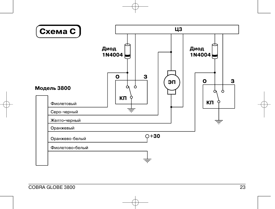 Cobra 3190 схема подключения