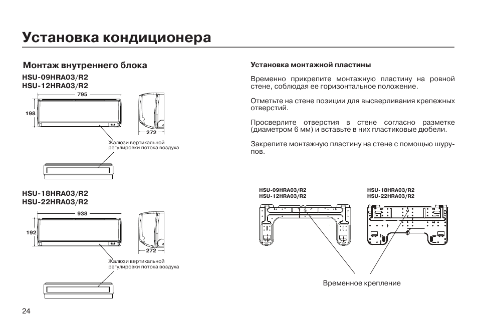 Схема установки наружного блока кондиционера