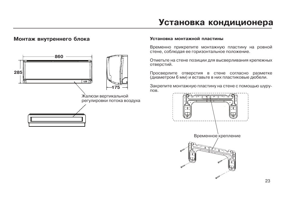 Схема установки сплит системы