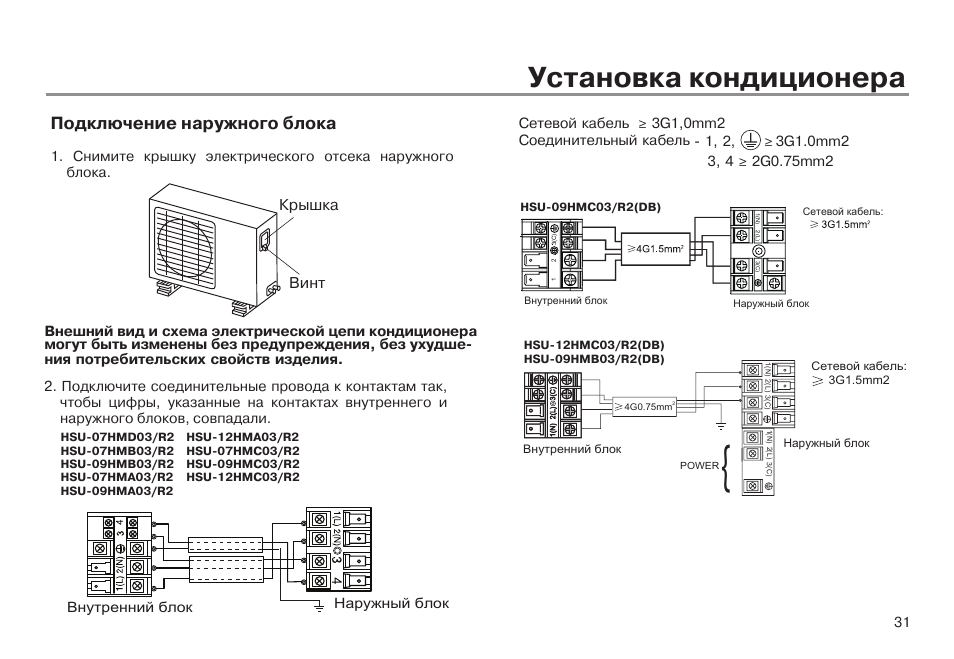 Схема подключения кондиционера haier