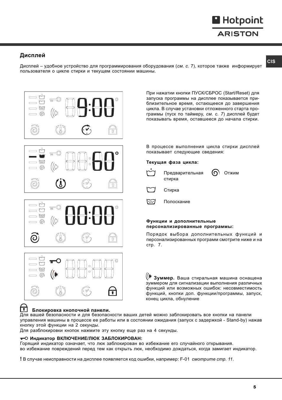 Ошибки стиральной машинки hotpoint ariston