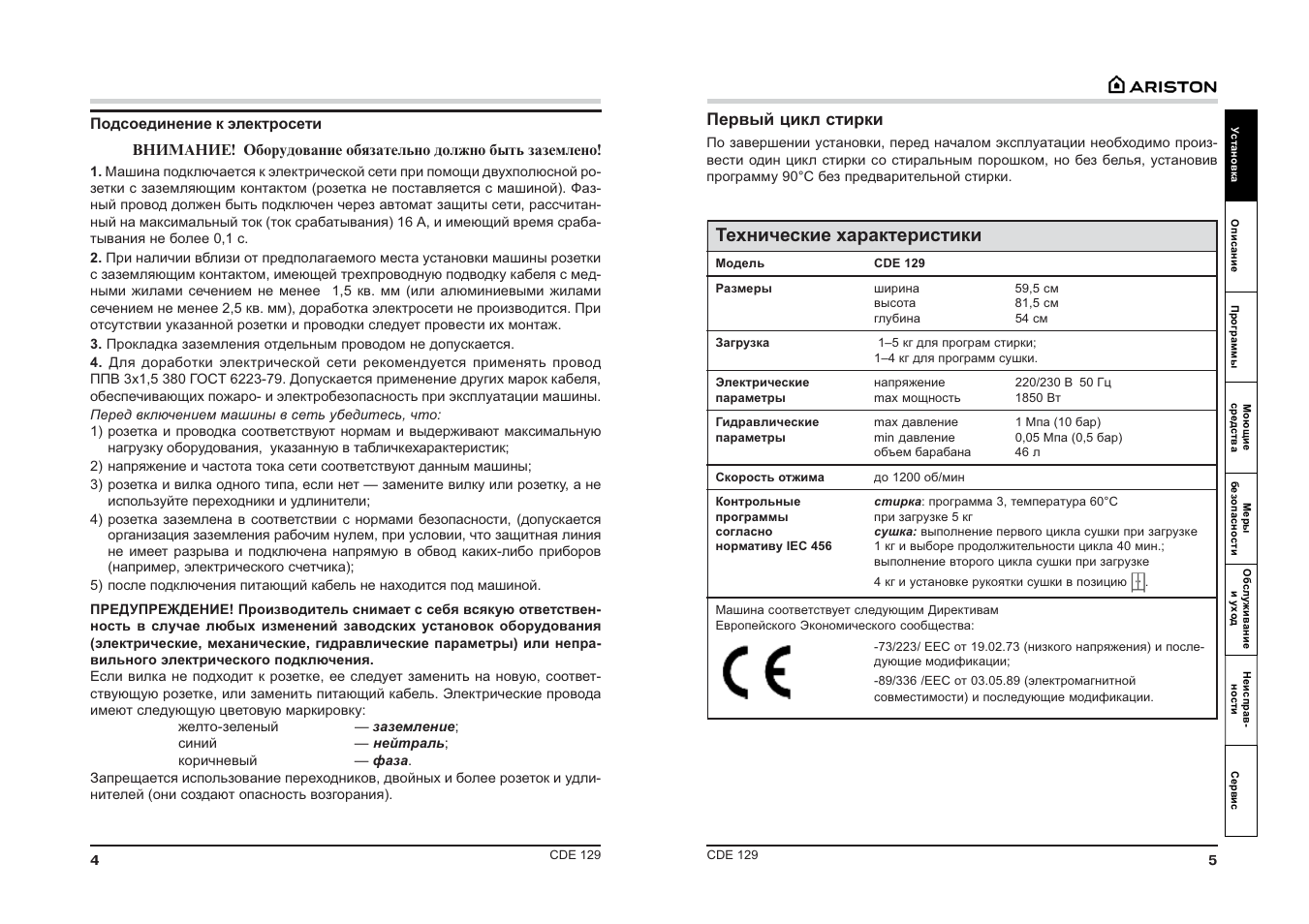 Ariston cde 129 схема