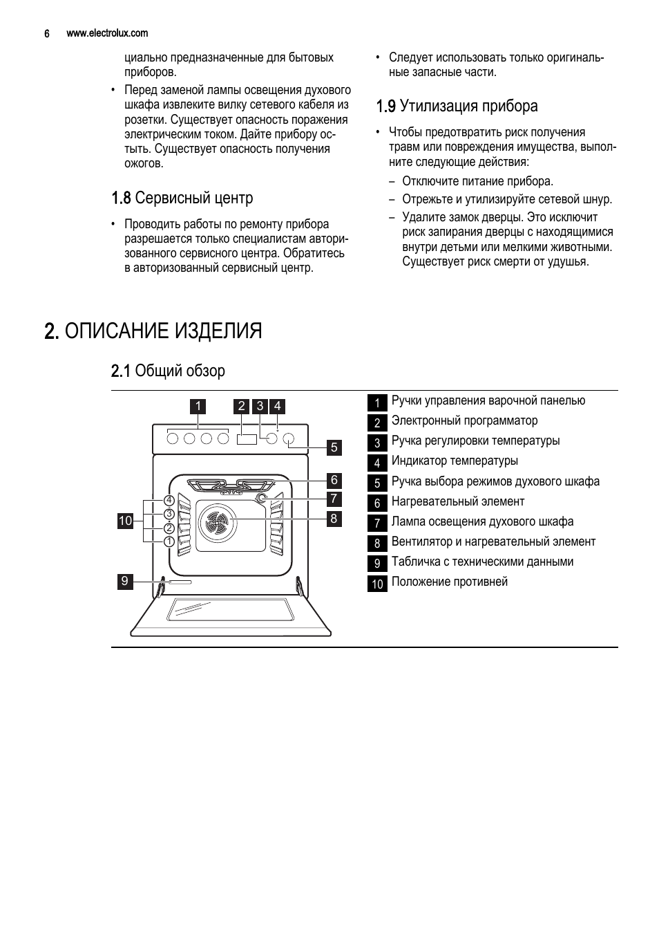 Духовой шкаф Electrolux ekk54503ox Datasheet