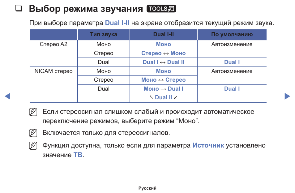 Выбор режима. Режимы звука. Файл стерео и моно таблица. Режим моно звука.