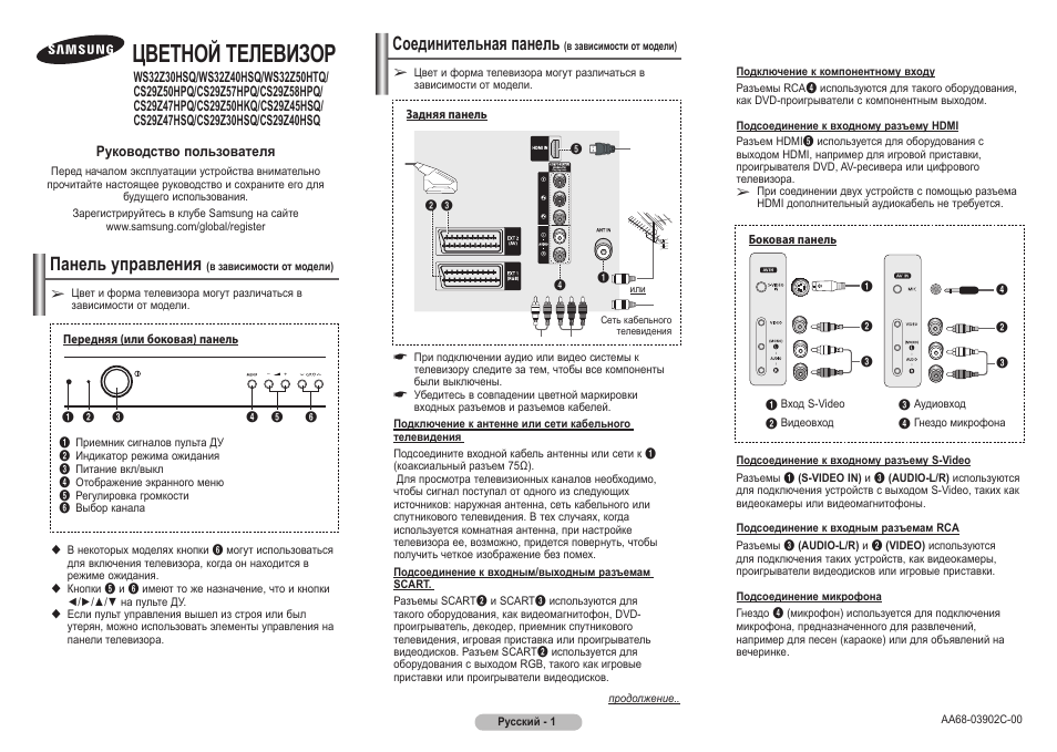 Схема телевизора samsung cs 29z40hsq