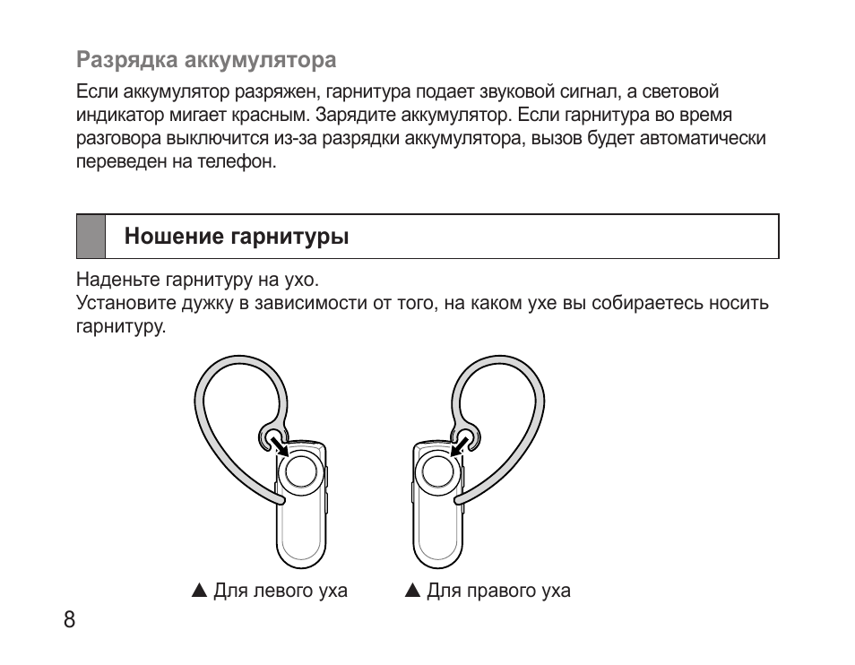 Гарнитура инструкция