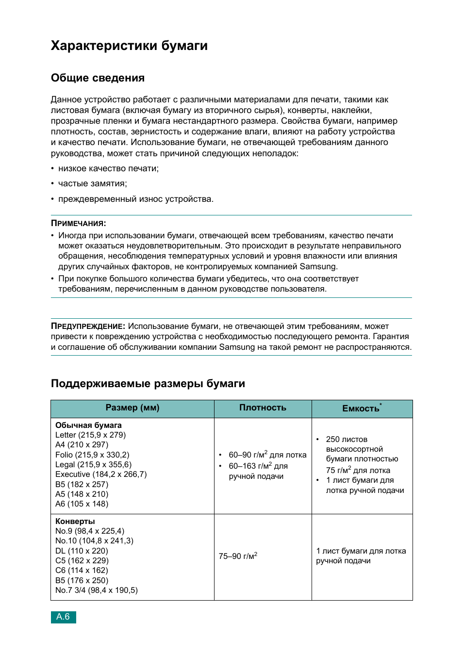 Общие характеристики бумаги