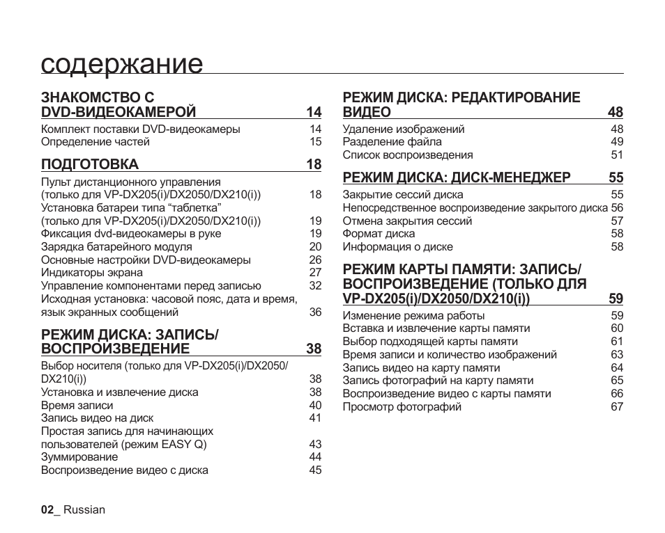 Инструкция содержит