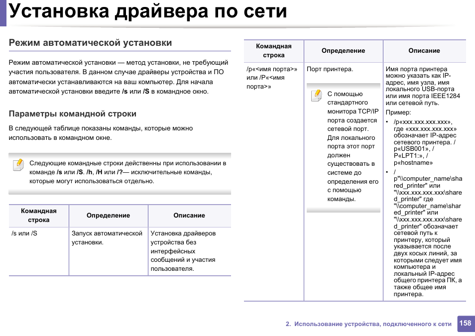 Параметры командной