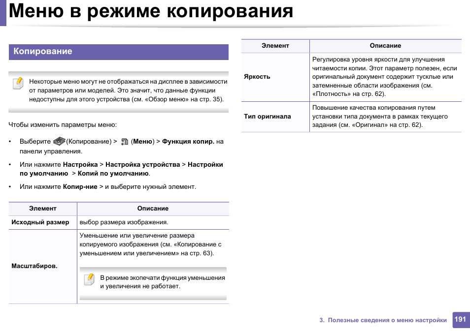 Оригинал описания. Меню Скопировать. Режимы копирования. Как настроить Samsung m2070. Меню копия.