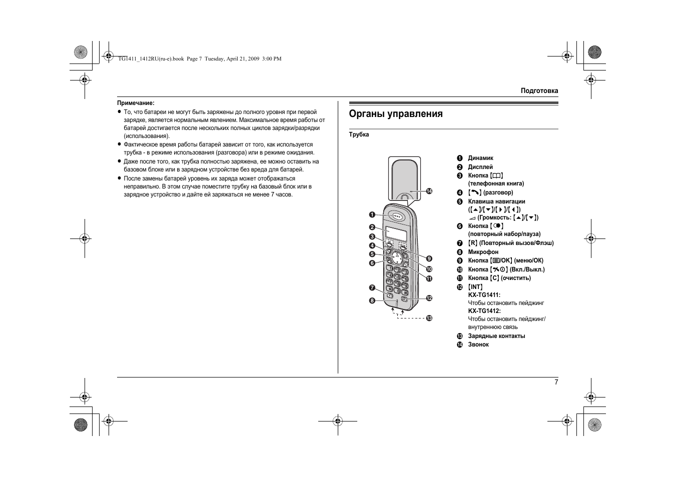 Схема радиотелефона panasonic kx tg2511ru