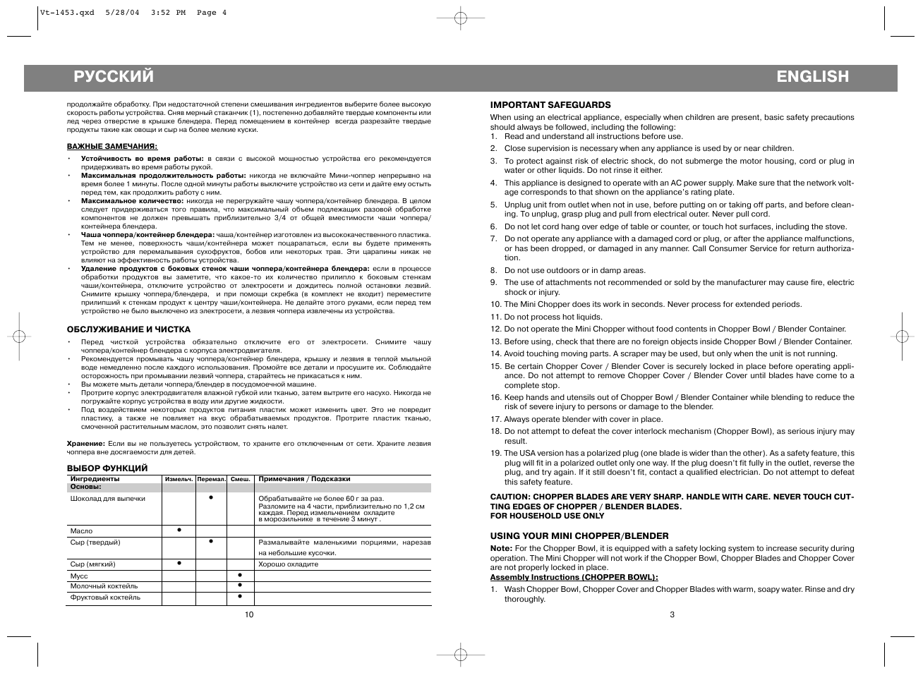 Инструкция на русском языке. Блендер Vitek VT 1622 инструкция по эксплуатации.