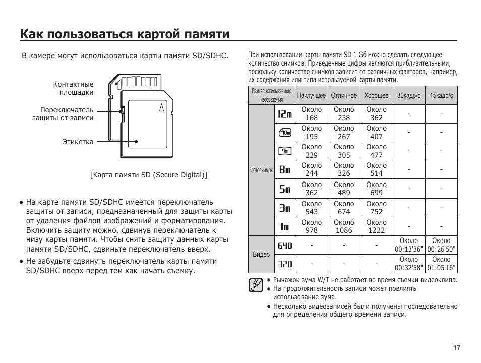 Почему карта памяти заблокирована в фотоаппарате