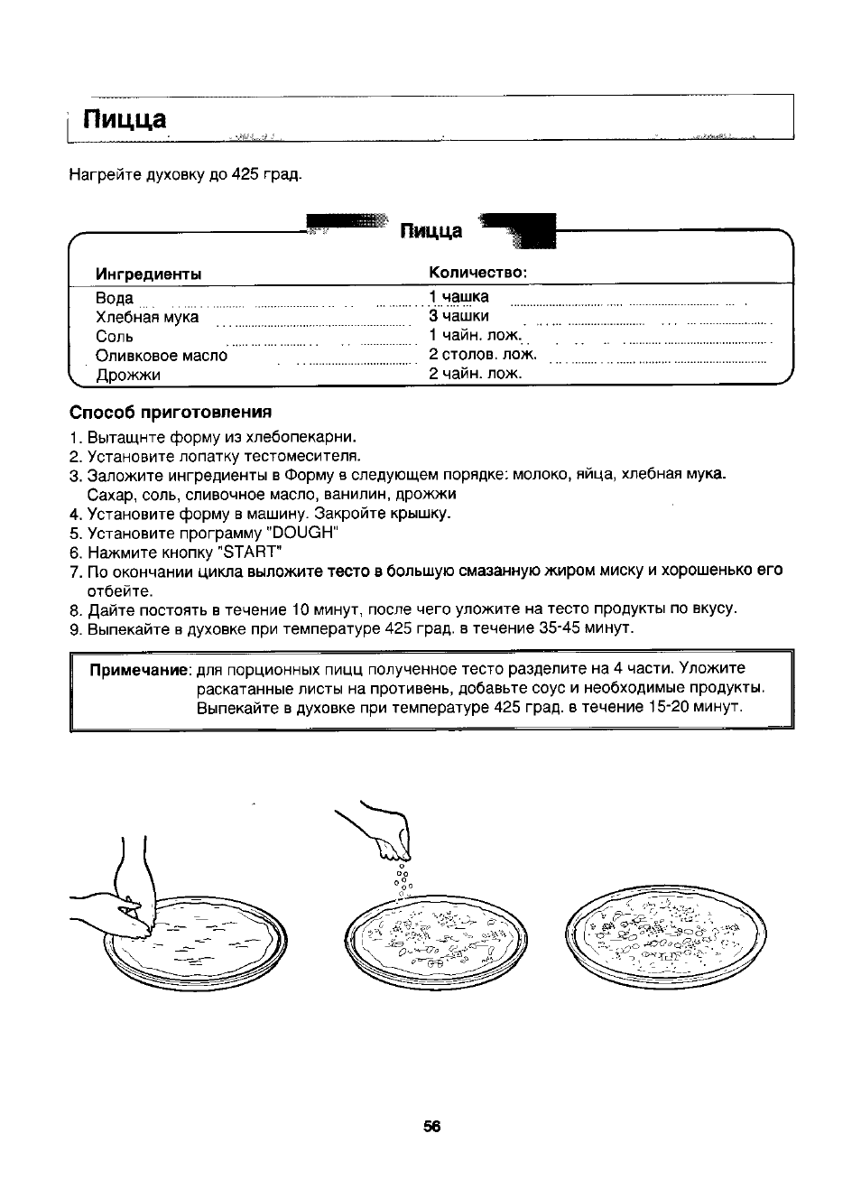 Рецепт теста для пиццы в хлебопечке лджи