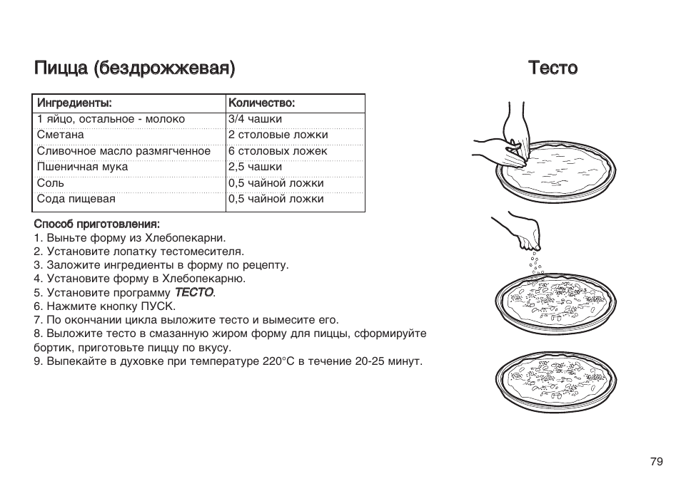 Хлебопечка камбрук рецепт для пиццы