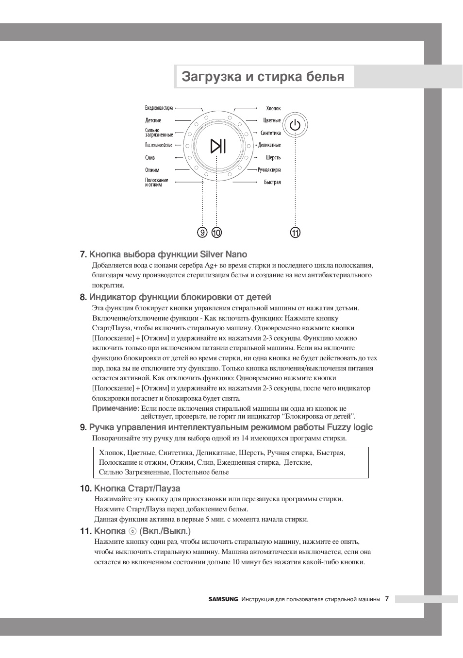 Загрузка И Стирка Белья | Инструкция По Эксплуатации Samsung.