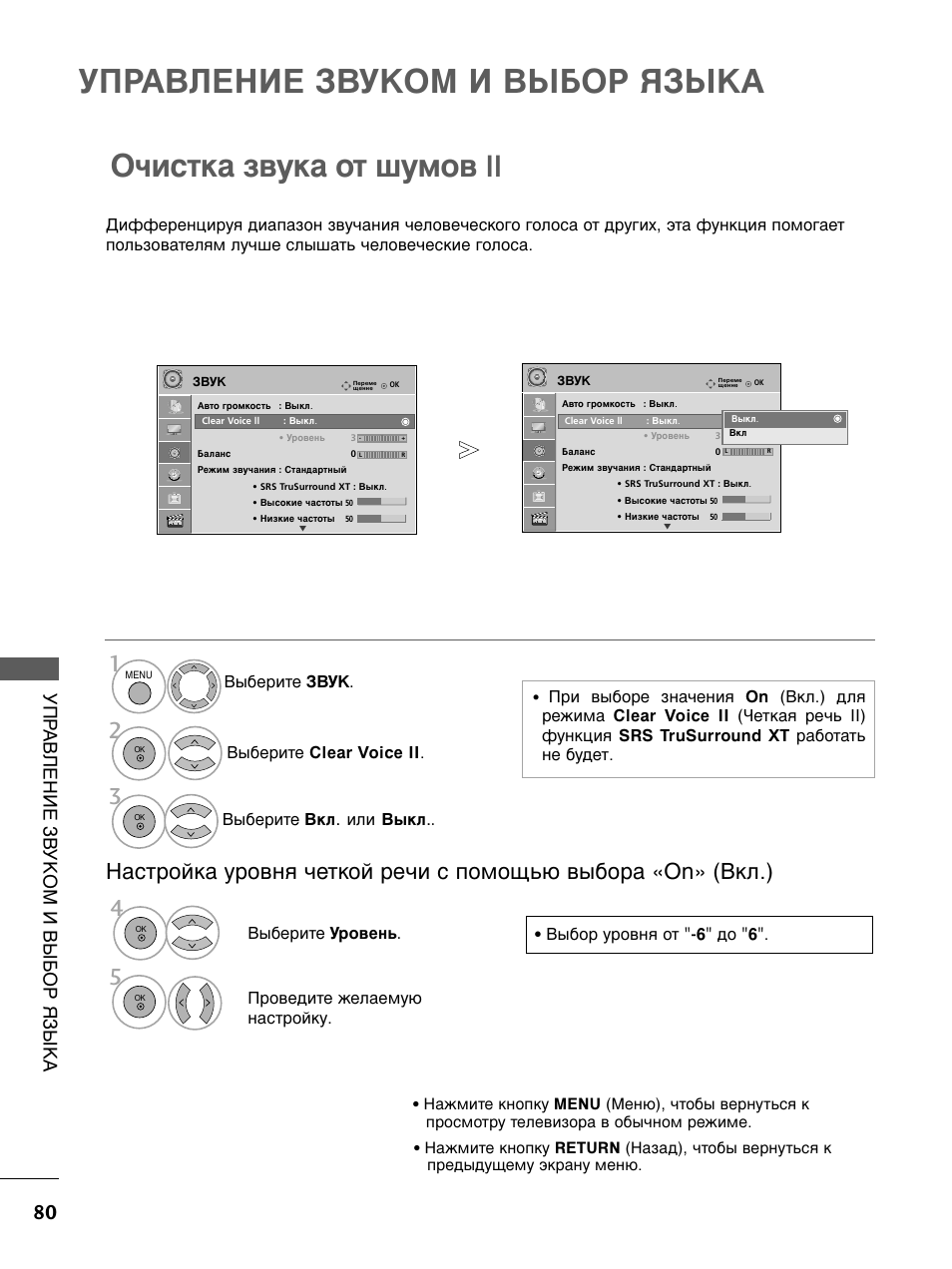 Очистка звука. LG 50pq200r мануал.