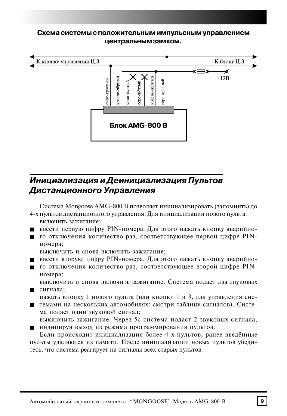 Инструкция сигнализации мангуст amg 800