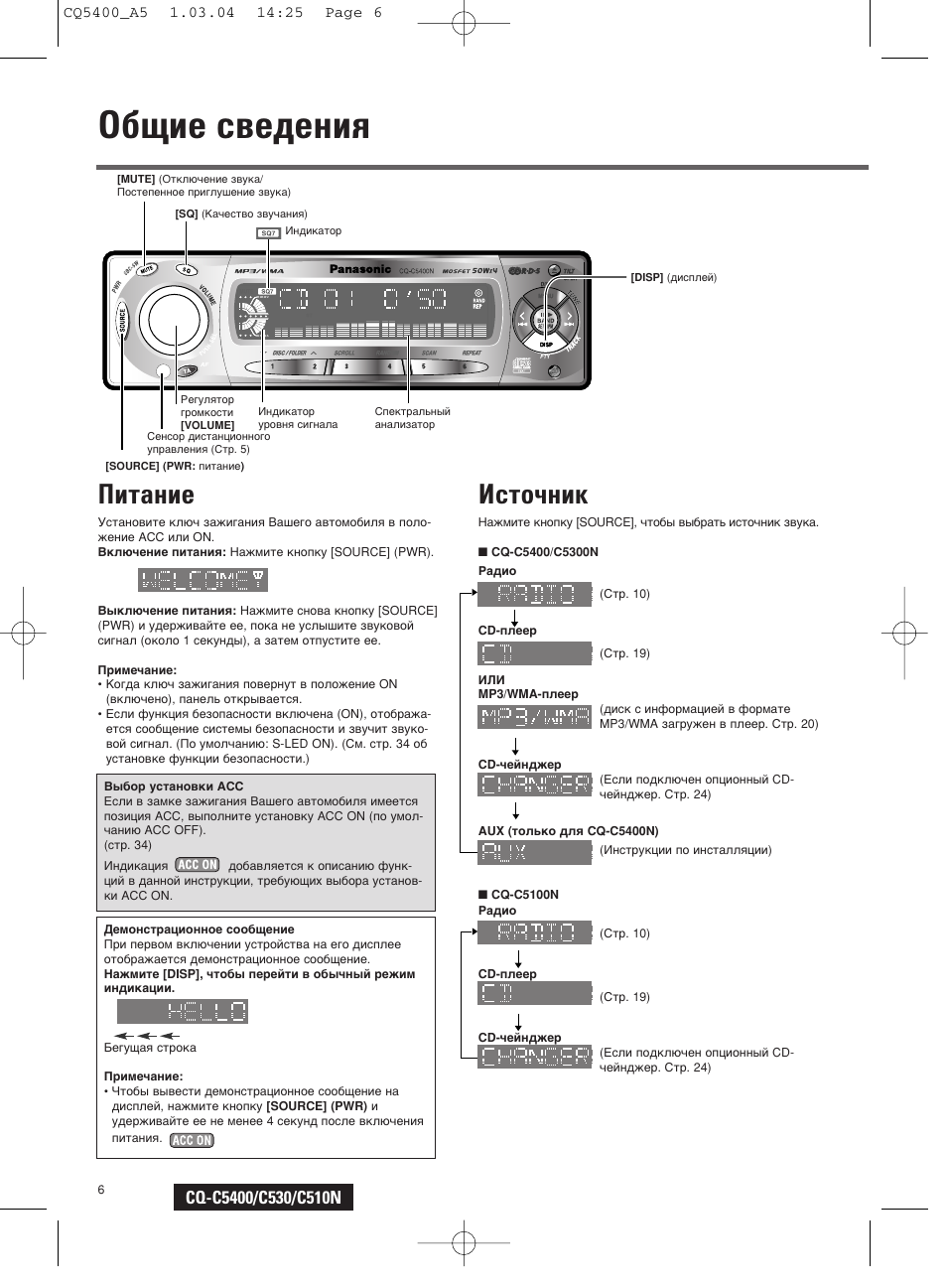 Схема подключения panasonic cq c3300n