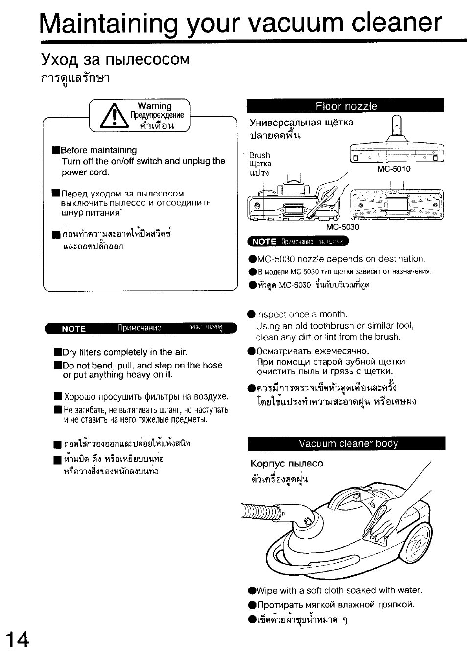 Пылесос cleaner инструкция на русском. Panasonic MC 5030. Пылесос MC-5030. Эксплуатация пылесос MC-5030. Инструкция к пылесосу на английском языке.