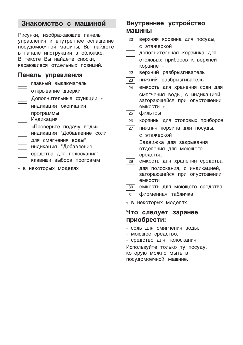 Знакомство с машиной, Панель управления, Внутреннее устройство машины |  Инструкция по эксплуатации Bosch SRV43M13EU | Страница 7 / 34