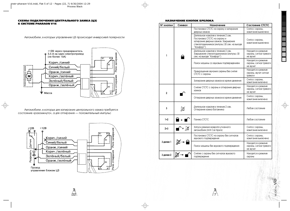 Схема подключения сигнализации фараон v21