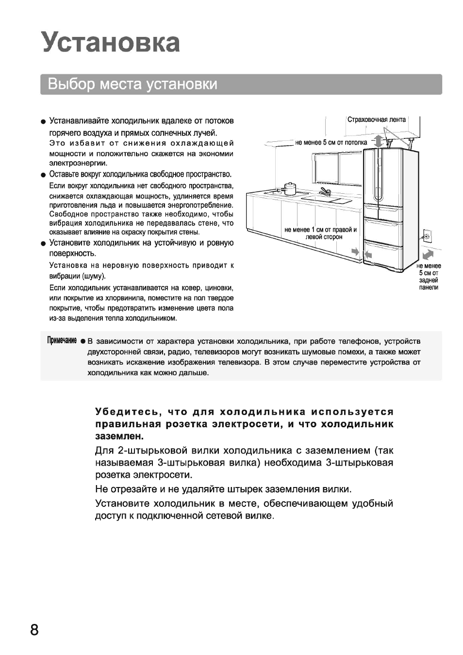 Как установить холодильник